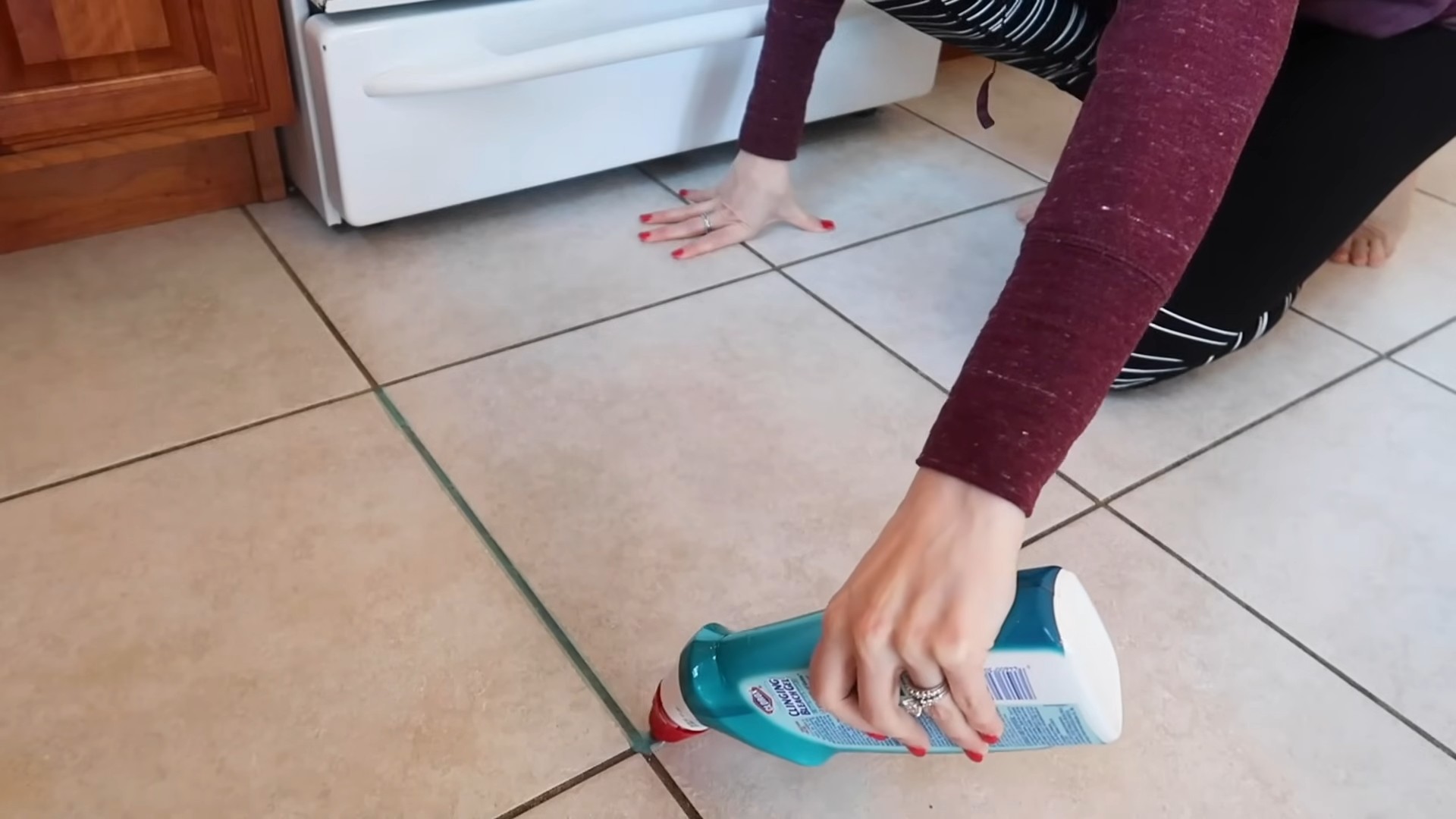Clean grout with Clorox