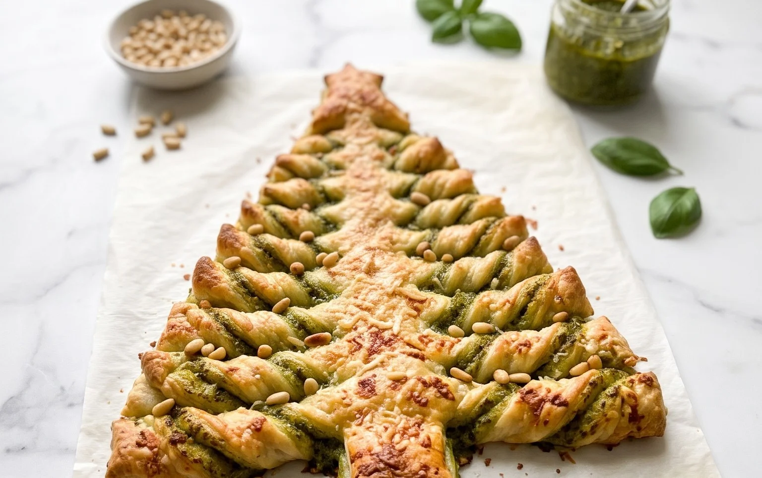 Sapin feuilleté pesto : recette facile pour les fêtes