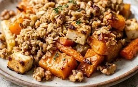 Crumble salé aux légumes d'hiver, feta et noix